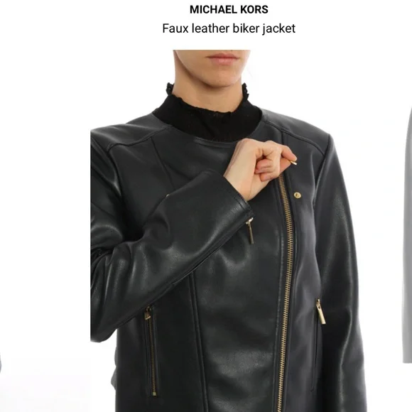Michael KORS Faux Leather Biker Jacket Size L